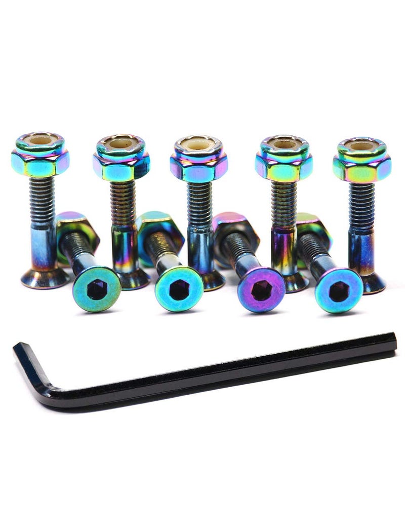 Ever Hardware Skateboard Hardware 9PCS Bolts Set Deck Mounting Screws Nuts Hex Key Skate Parts Outfits Dazzling Color Fasteners Longboard Cruiser Best Mounting 1-1/4", 1", 7/8" (1.0) - Image 3